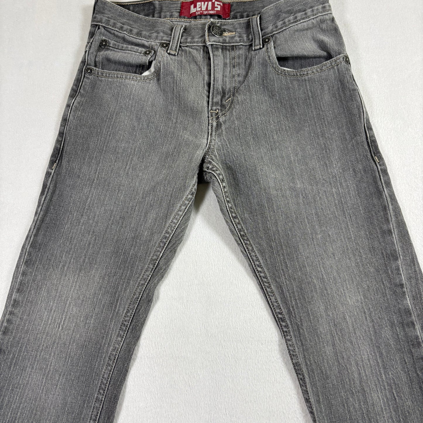 Levis Mens 511 Jeans Size 26x26.5 Gray Skinny Denim Slim Fit Y2K Vintage