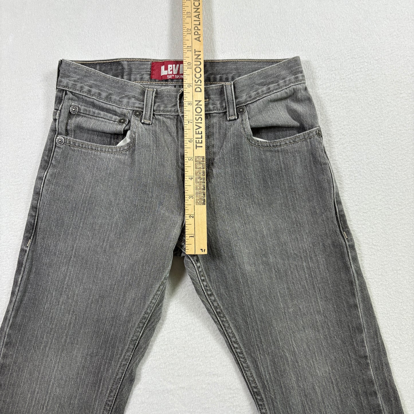 Levis Mens 511 Jeans Size 26x26.5 Gray Skinny Denim Slim Fit Y2K Vintage