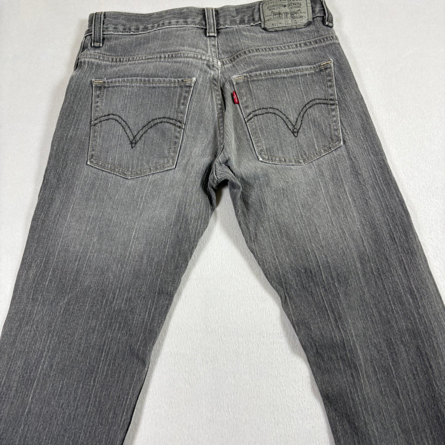 Levis Mens 511 Jeans Size 26x26.5 Gray Skinny Denim Slim Fit Y2K Vintage