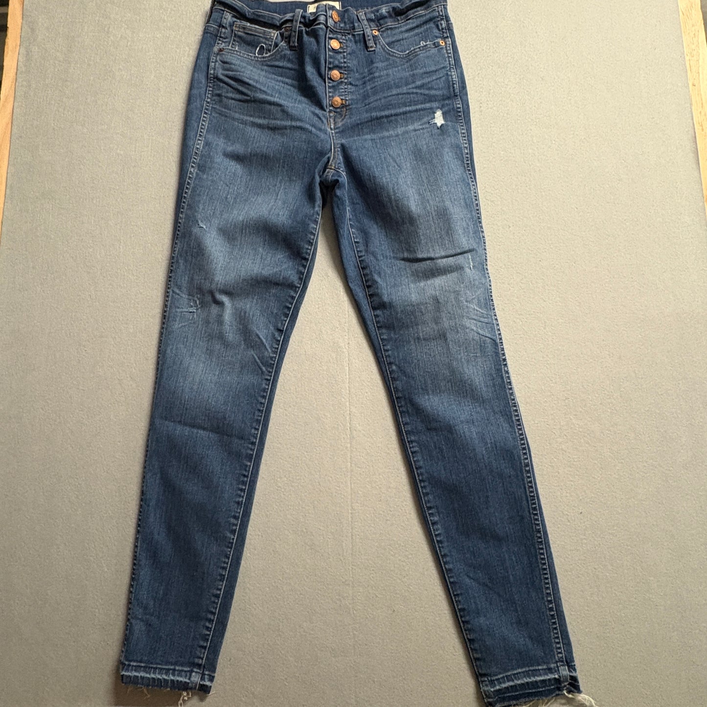 Madewell High Rise Skinny Jeans Womens 10 Fits Like 31x33 Button Fly Raw Hem