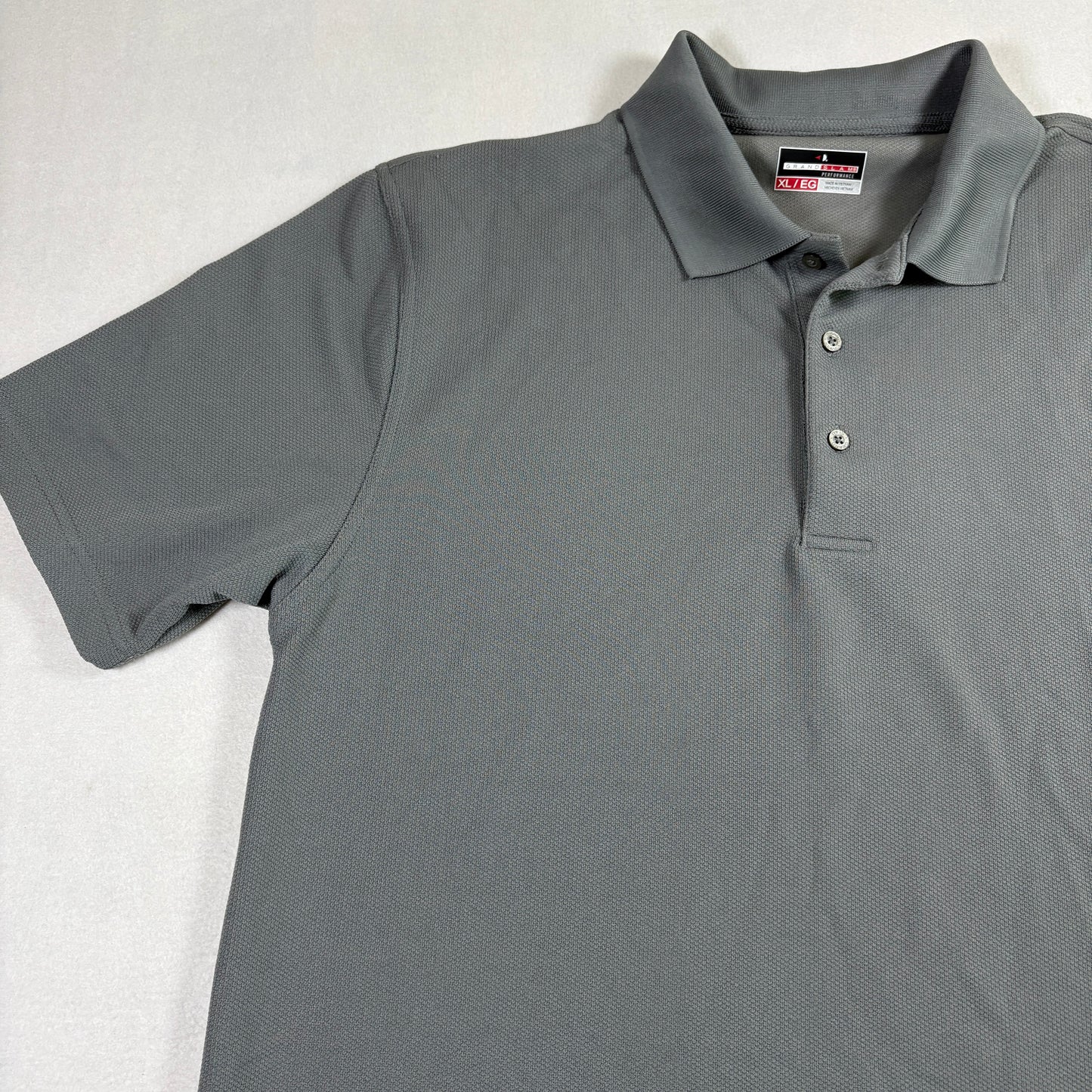 Grand Slam Mens Polo Shirt XL Gray Performance Golf Activewear Short Sleeve