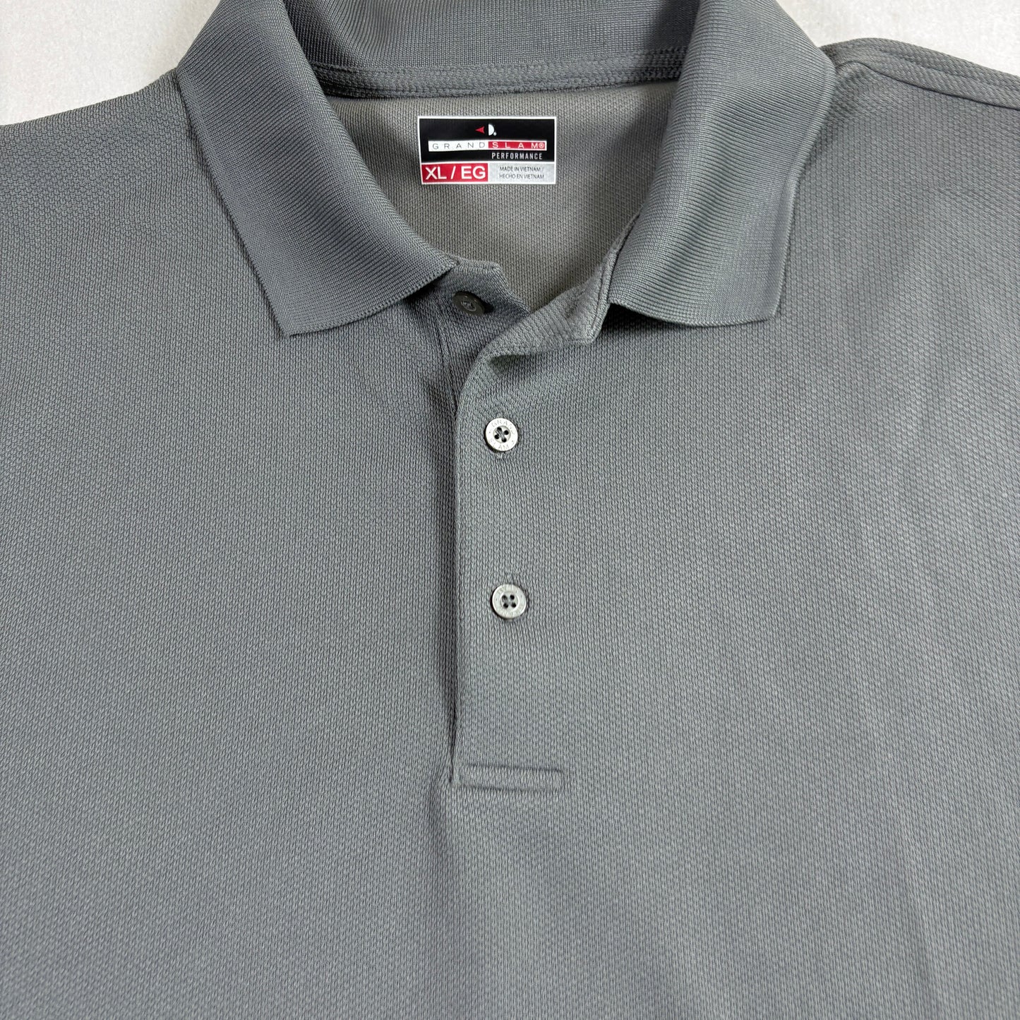 Grand Slam Mens Polo Shirt XL Gray Performance Golf Activewear Short Sleeve