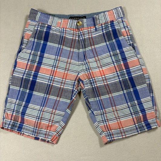 U.S. Polo Assn Plaid Shorts Mens 28 Multicolor Cotton Preppy Summer Casual