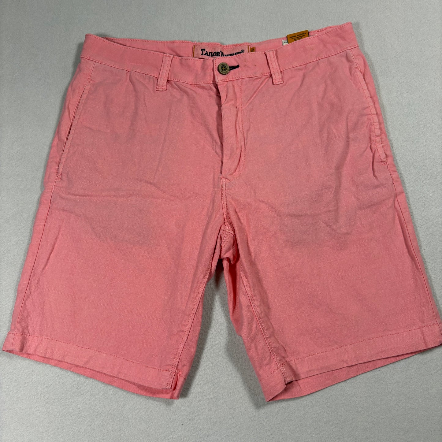 Tailor Vintage Shorts Mens 32 Pink Linen Blend Slim Fit Summer Casual
