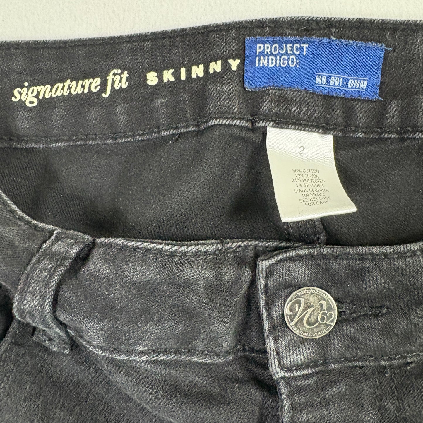 Project Indigo Womens Jeans Size 2 Black Skinny Studded Denim Y2K Grunge Pants