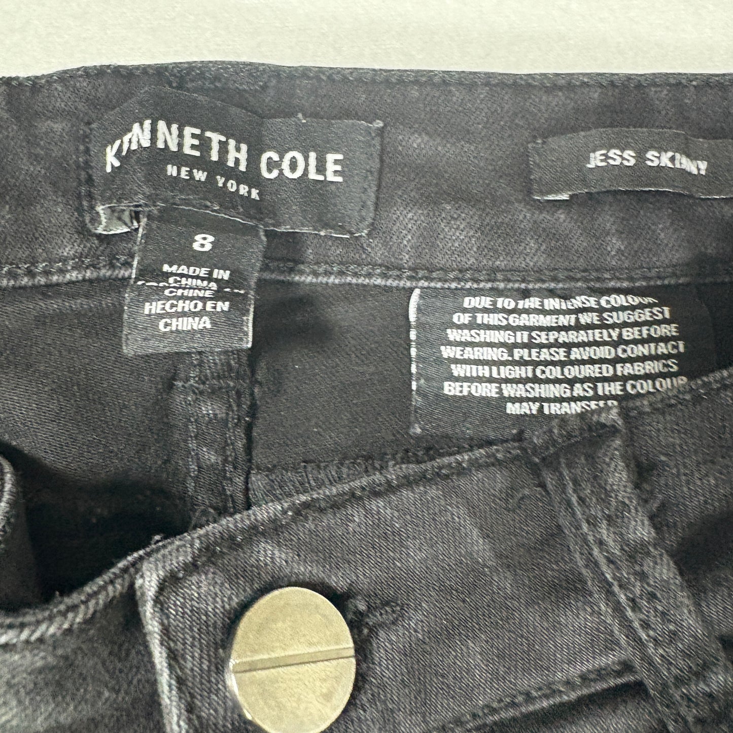 Kenneth Cole Jeans Women’s Size 8 Jess Skinny Black Raw Hem Stretch Denim Pants