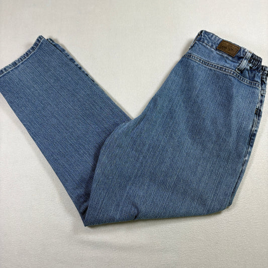 Lee Mens Jeans Relaxed Fit Blue Denim Elastic Waist Straight Leg 90s Grunge