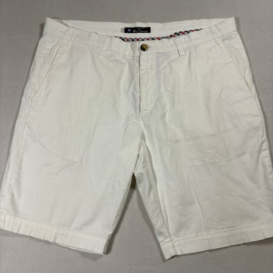Ben Sherman Shorts Mens 33 White Chino Cotton Casual Mod Summer Classic