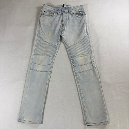 Moto Biker Skinny Jeans H&M Tag 30 Fits Like 31 X 31 Light Wash Panel Stretch