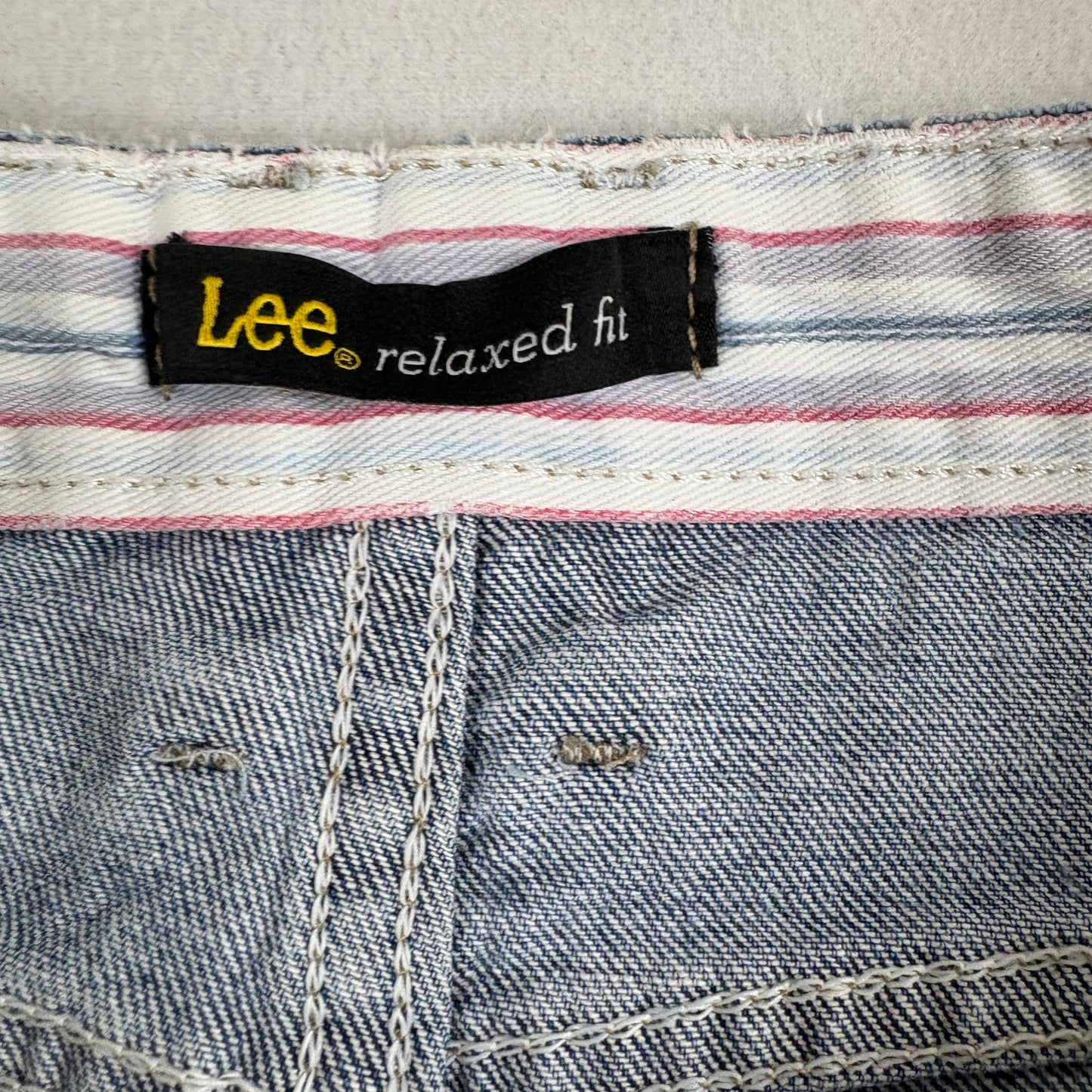 Lee Mens Jeans Relaxed Fit Blue Denim Elastic Waist Straight Leg 90s Grunge