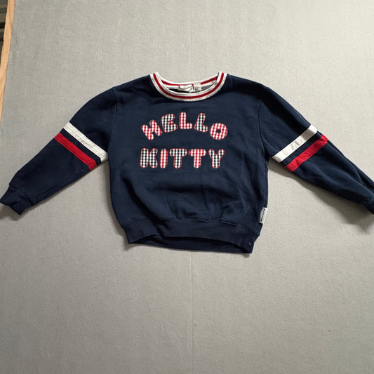 Hello Kitty Kids Sweatshirt Youth 9-10 Navy Striped Graphic Pullover Cute