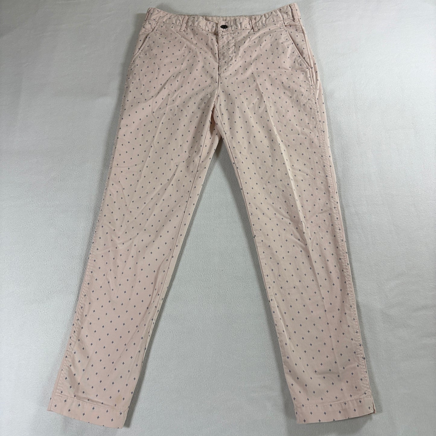 Slim Chino Pants Zara Man Tag 31 Fits Like 33 X 29 Pink Micro Print Stretch