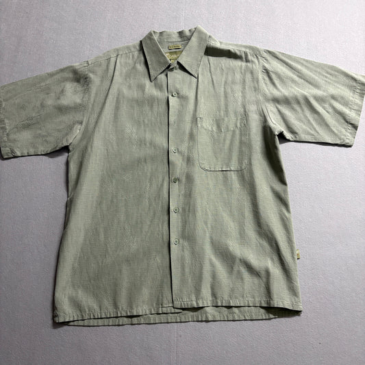 Cabana Silk Blend Camp Shirt Mens Large Green Button Up Casual Resort Y2K