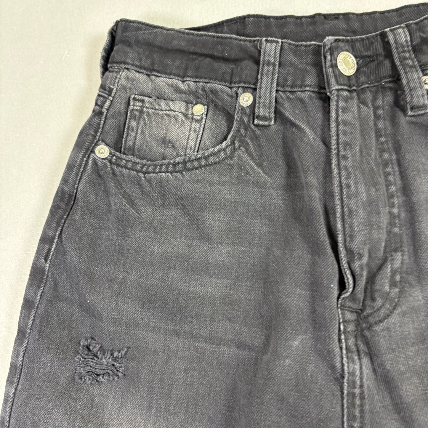 &Denim Womens Jeans Size 4 Black Distressed Ripped High Rise Mom Grunge Y2K