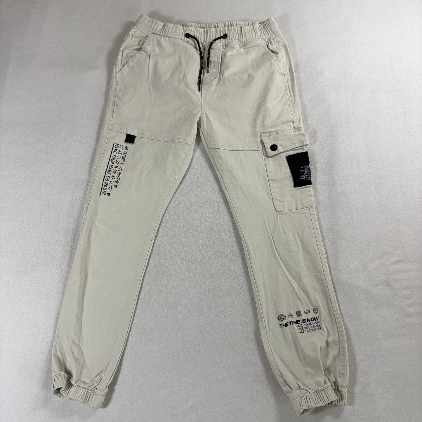 Cargo Jogger Pants Streetwear Utility RGSTR Tag M Fits Like 29 X 27 Cream Logo
