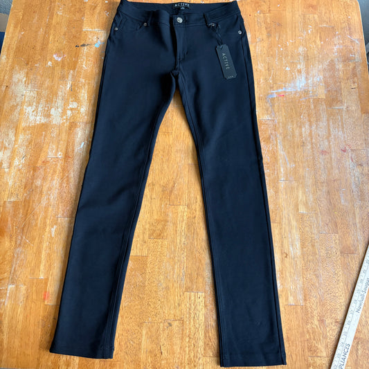 Womens Black Skinny Pants Size L Stretch Activewear Slim Fit Pull On New NWT Tag