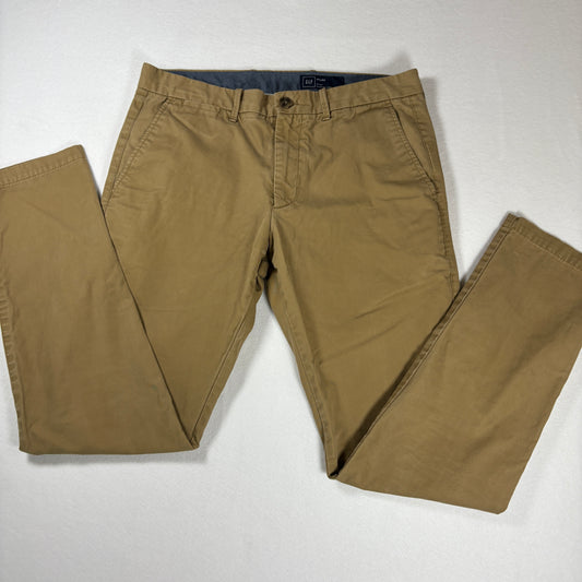 GAP Pants Men’s 33x32 Skinny Fit Khaki Chinos Casual Dress Cotton Slim Trousers