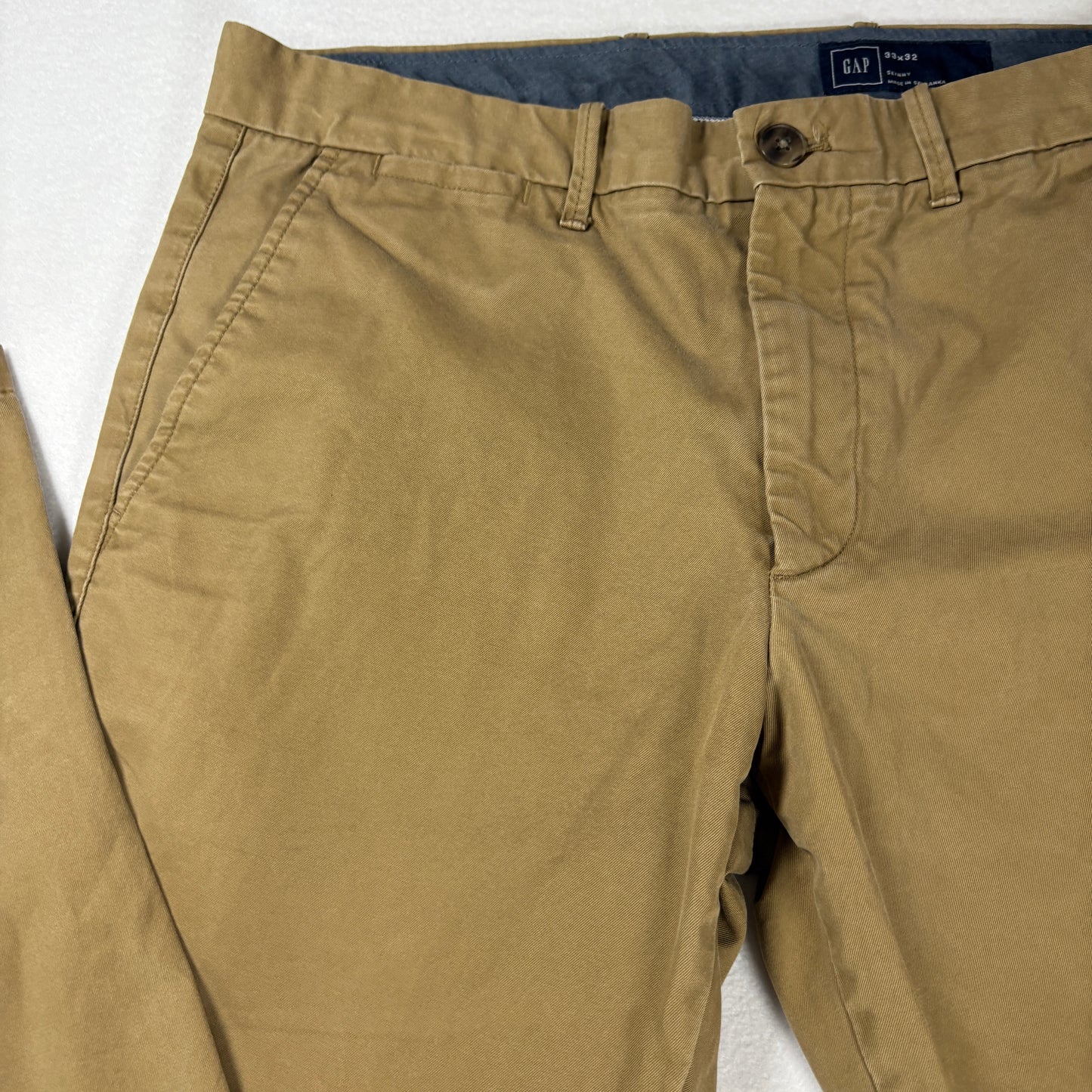 GAP Pants Men’s 33x32 Skinny Fit Khaki Chinos Casual Dress Cotton Slim Trousers