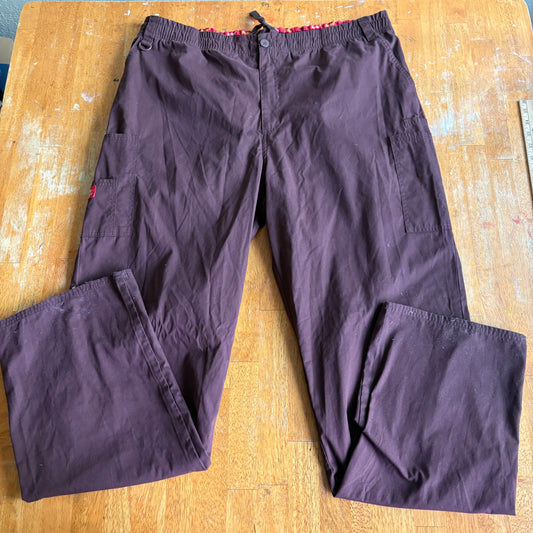 Dickies Cargo Pants Mens 2XL Tall Burgundy Elastic Waist Workwear! Utility Gear!
