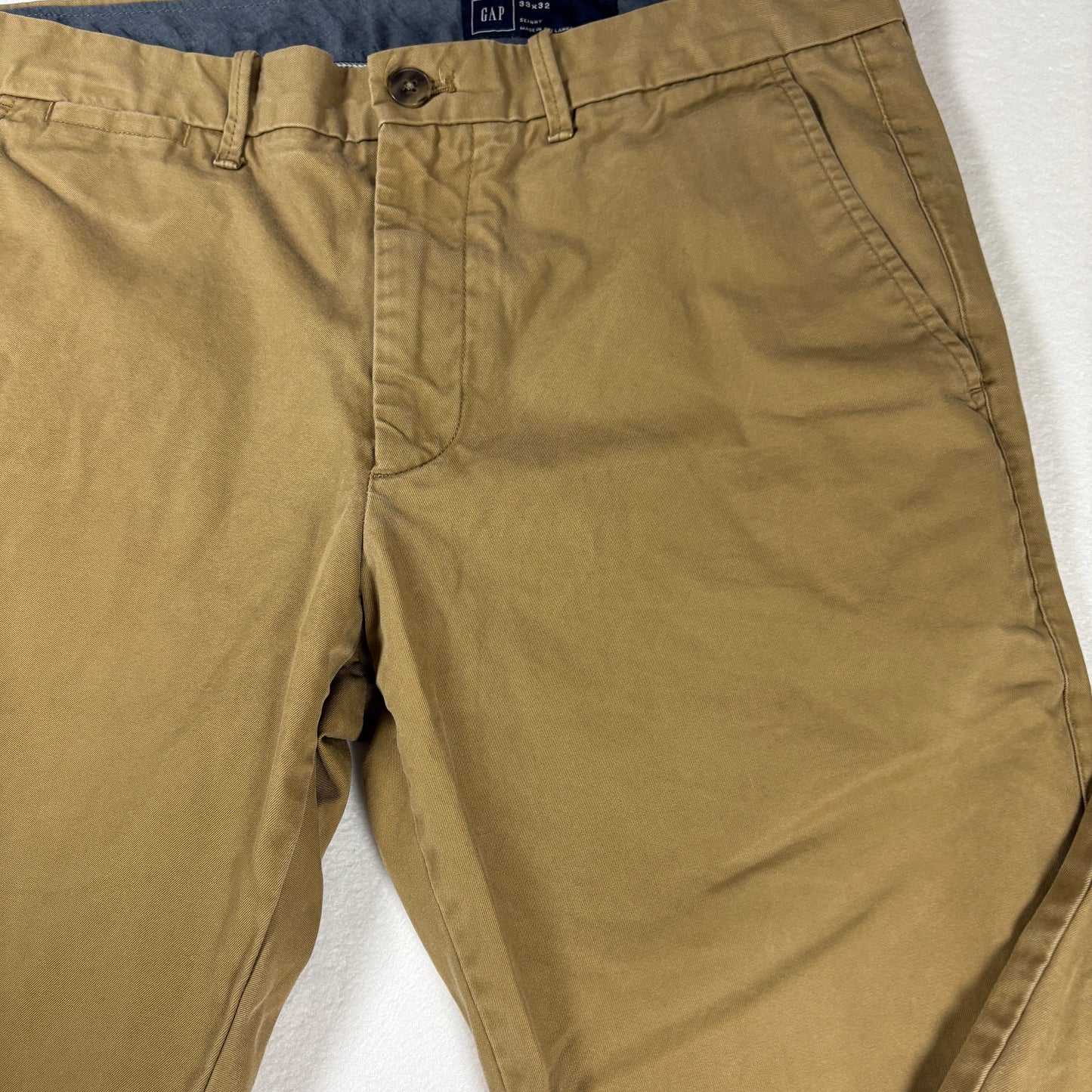 GAP Pants Men’s 33x32 Skinny Fit Khaki Chinos Casual Dress Cotton Slim Trousers