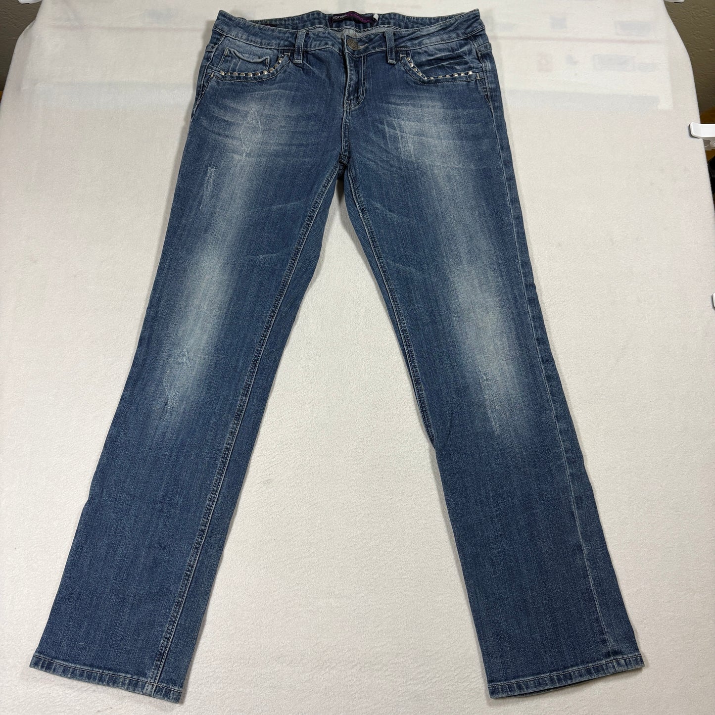 Vigoss Collection Skinny Jeans Womens 13 Blue Mid Rise Stretch Faded Denim