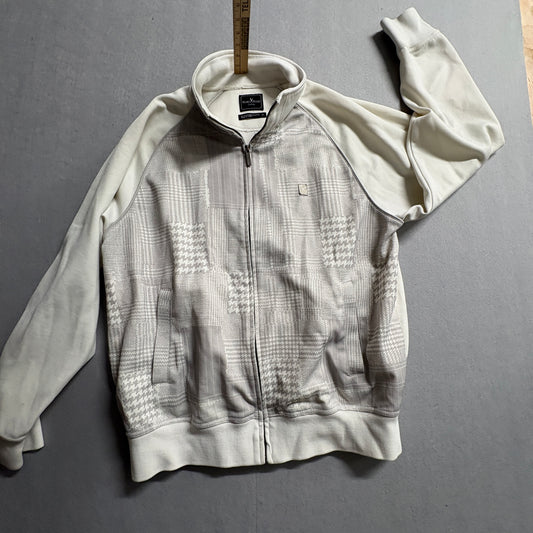 Y2K Marc Ecko Track Jacket XL Fits Like XL Beige Full Zip Streetwear Plaid