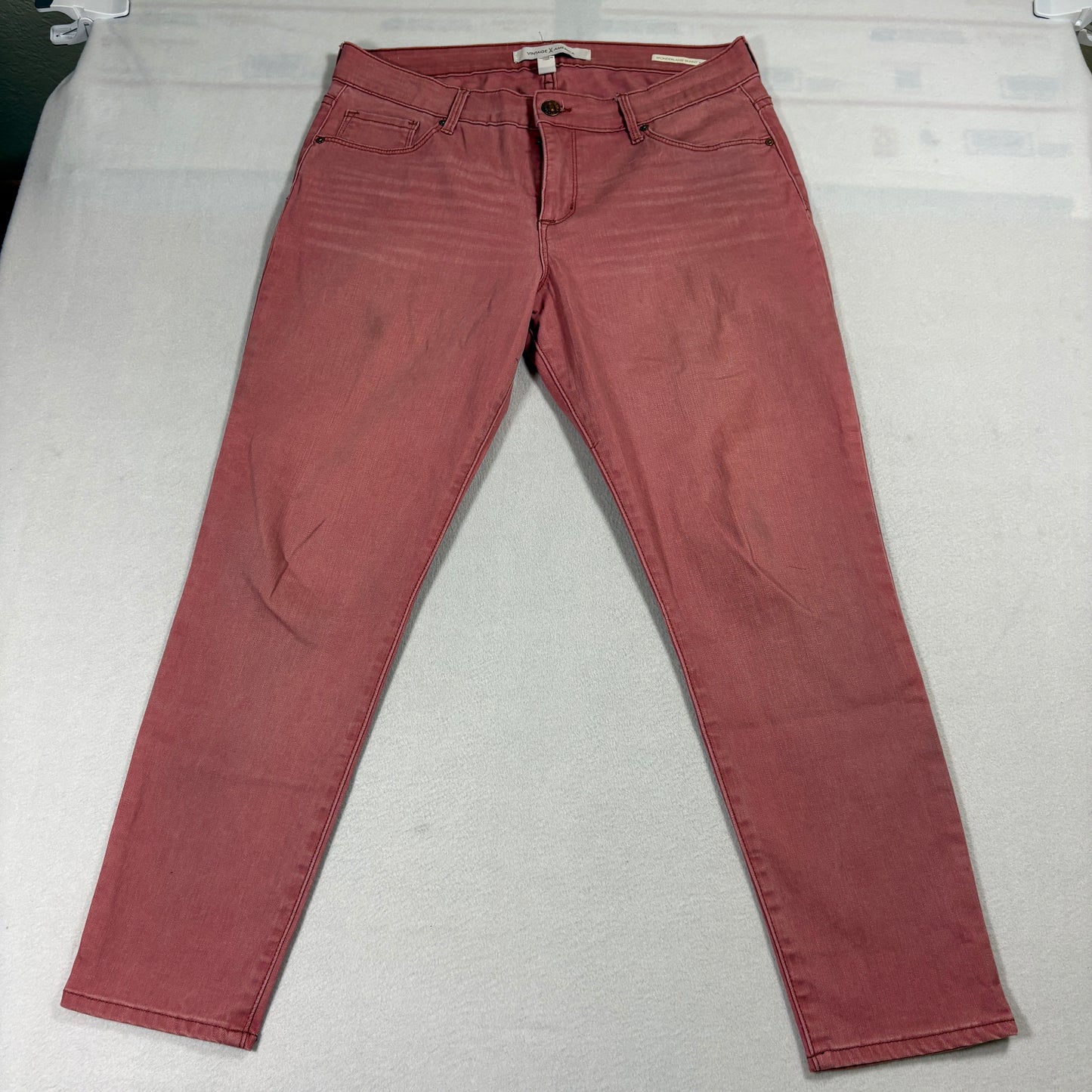 Vintage America Wonderland Skinny Jeans Womens 8/29 Red Ankle Stretch