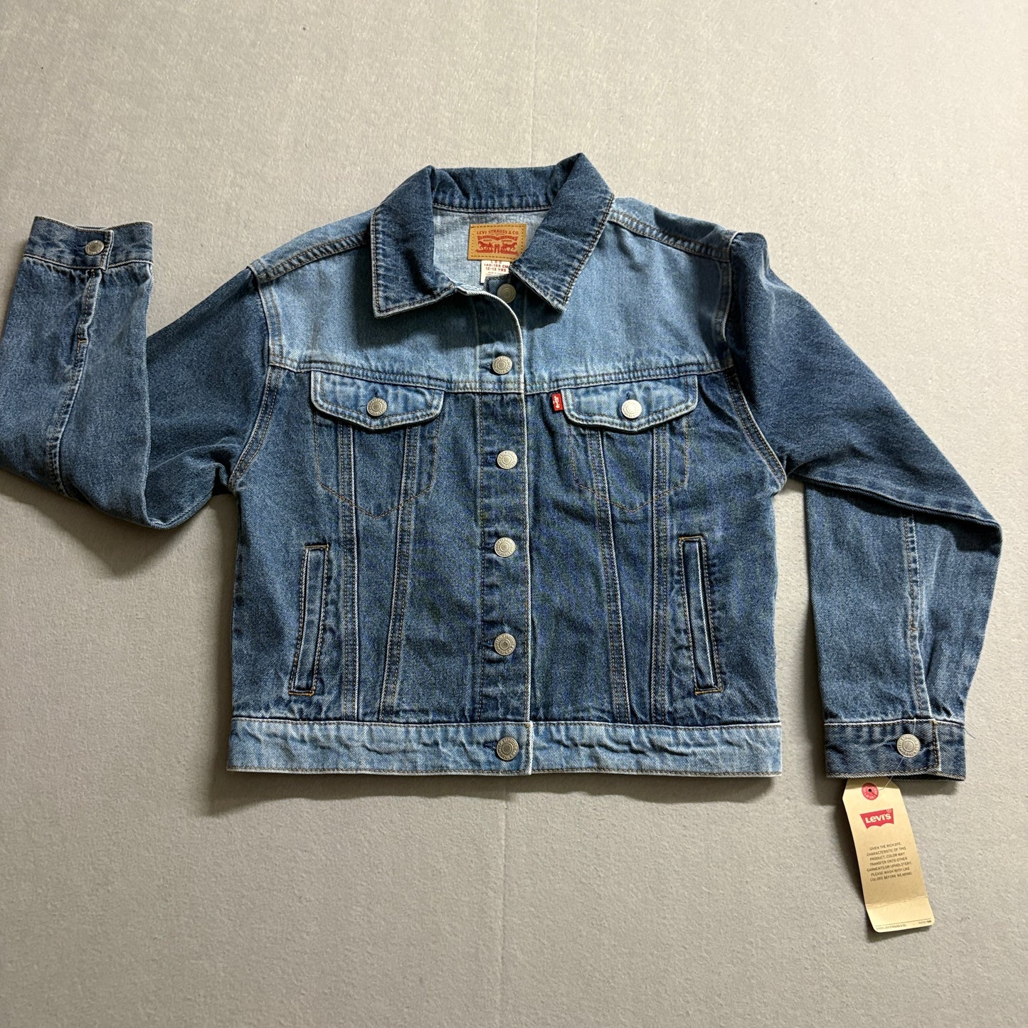 Levi’s Denim Trucker Jacket Youth LGG Fits Like Women’s XS Blue NWT Y2K