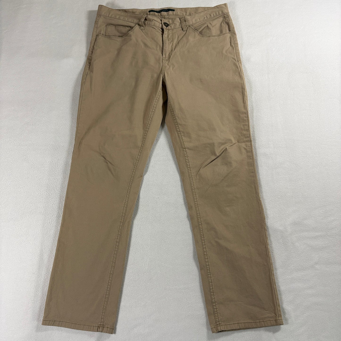 Khaki Chino Pants Slim Straight Stretch Perry Ellis 34x30 Fits Like 34x30