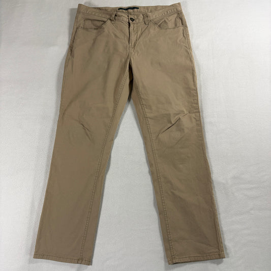 Khaki Chino Pants Slim Straight Stretch Perry Ellis 34x30 Fits Like 34x30