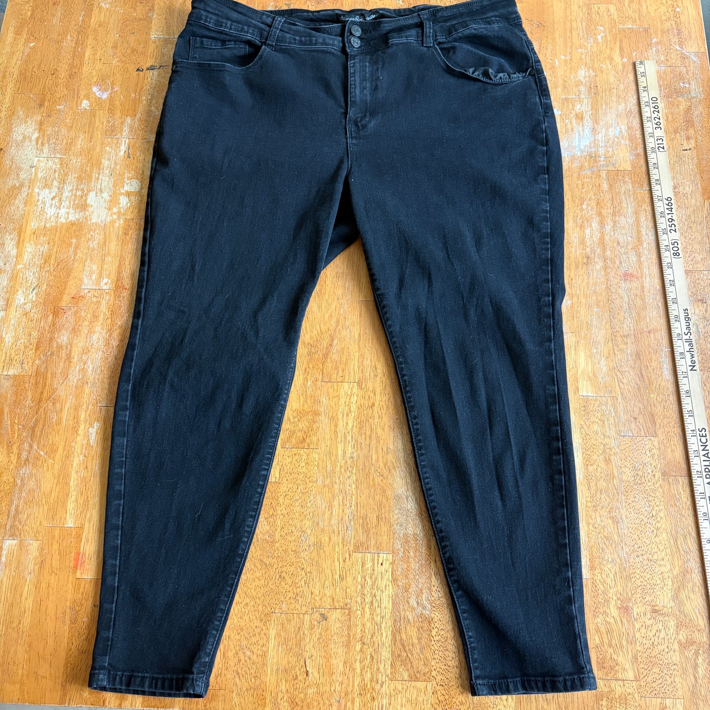 Womens Black Skinny Jeans Size 22W Stretch Denim High Rise Casual Pants Everyday