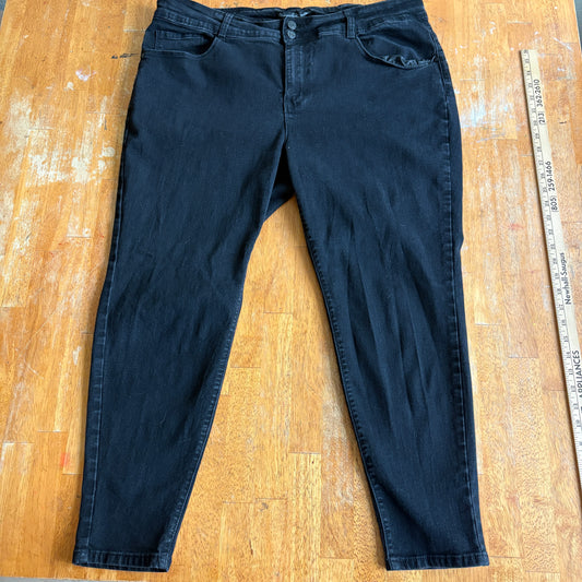 Womens Black Skinny Jeans Size 22W Stretch Denim High Rise Casual Pants Everyday