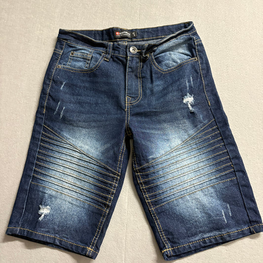 Southpole Moto Denim Shorts 1/2 Fits Like 26 Biker Y2K Streetwear Jorts