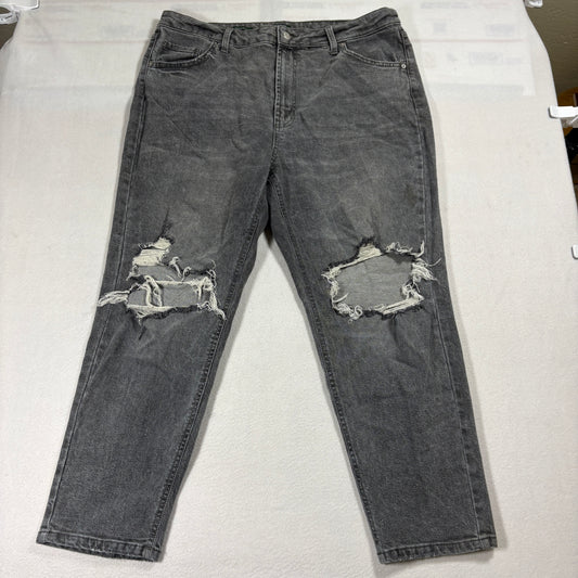Wild Fable Mom Jeans Womens 18 Gray Distressed Ripped High Rise Grunge Denim