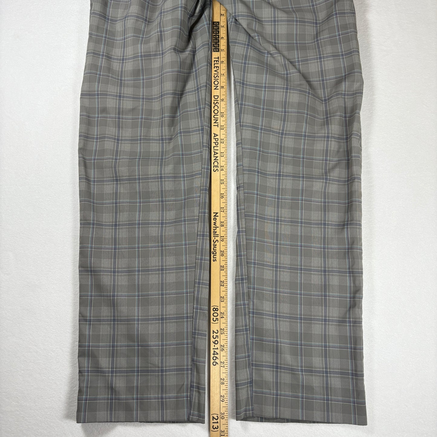 Puma Pants Mens 36x32 Plaid Gray Golf Casual Lifestyle Stretch Comfort Trousers