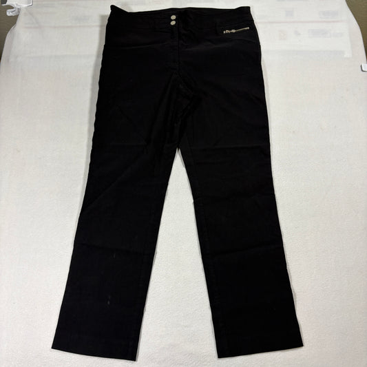 Anne Klein Pants Womens 14 Black Straight Dressy Stretch Zip Detail Workwear