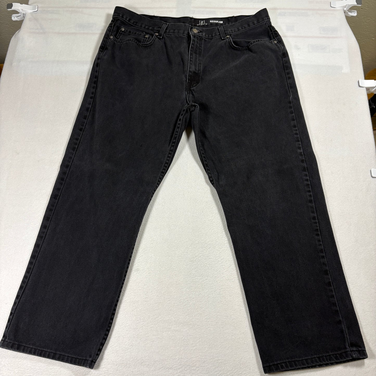 George Jeans Mens 40x30 Black Regular Fit Straight Leg 100% Cotton Denim