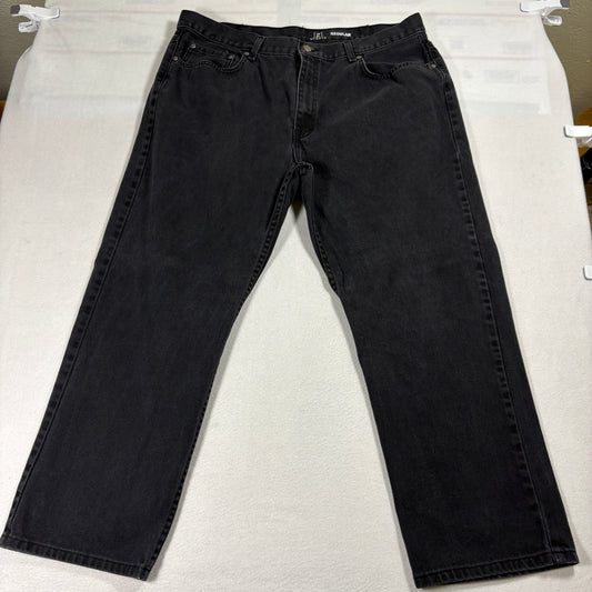 George Jeans Mens 40x30 Black Regular Fit Straight Leg 100% Cotton Denim