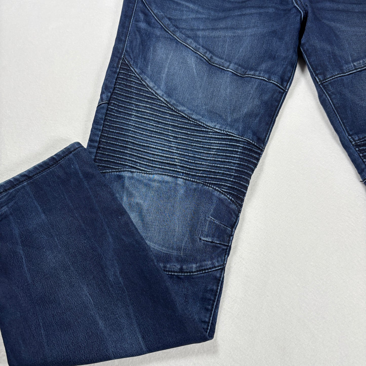True Religion Jeans Mens 33 Rocco Relaxed Skinny Moto Biker Dark Wash Denim