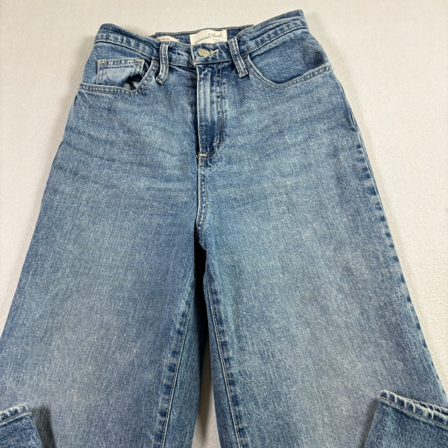 Universal Thread Womens Jeans Size 2 Blue Denim High Rise Wide Leg Y2K Vintage