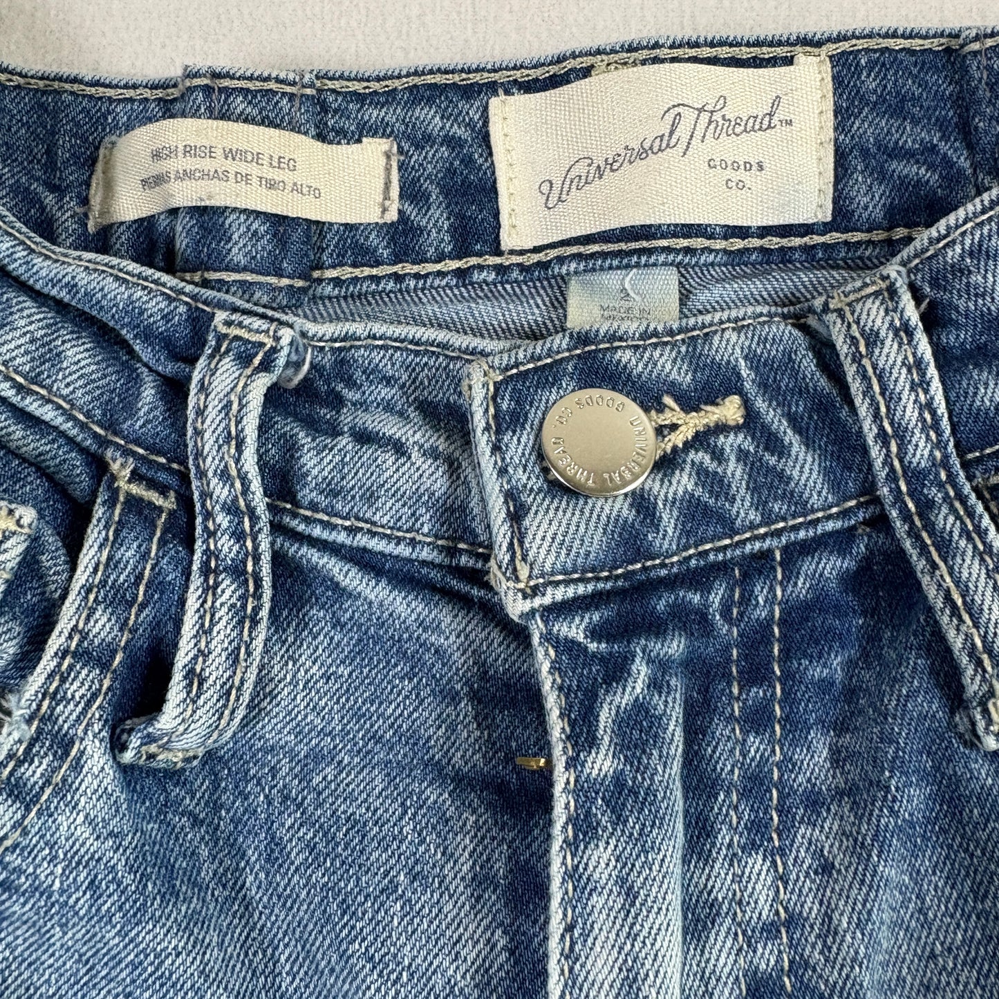 Universal Thread Womens Jeans Size 2 Blue Denim High Rise Wide Leg Y2K Vintage