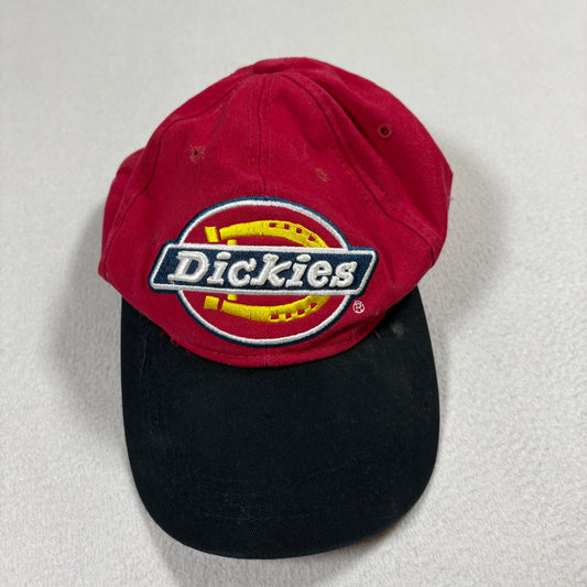 Dickies Hat Red Black Logo Baseball Cap Adjustable Workwear Vintage Style