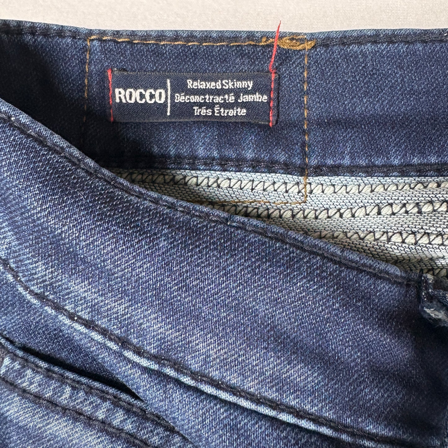True Religion Jeans Mens 33 Rocco Relaxed Skinny Moto Biker Dark Wash Denim