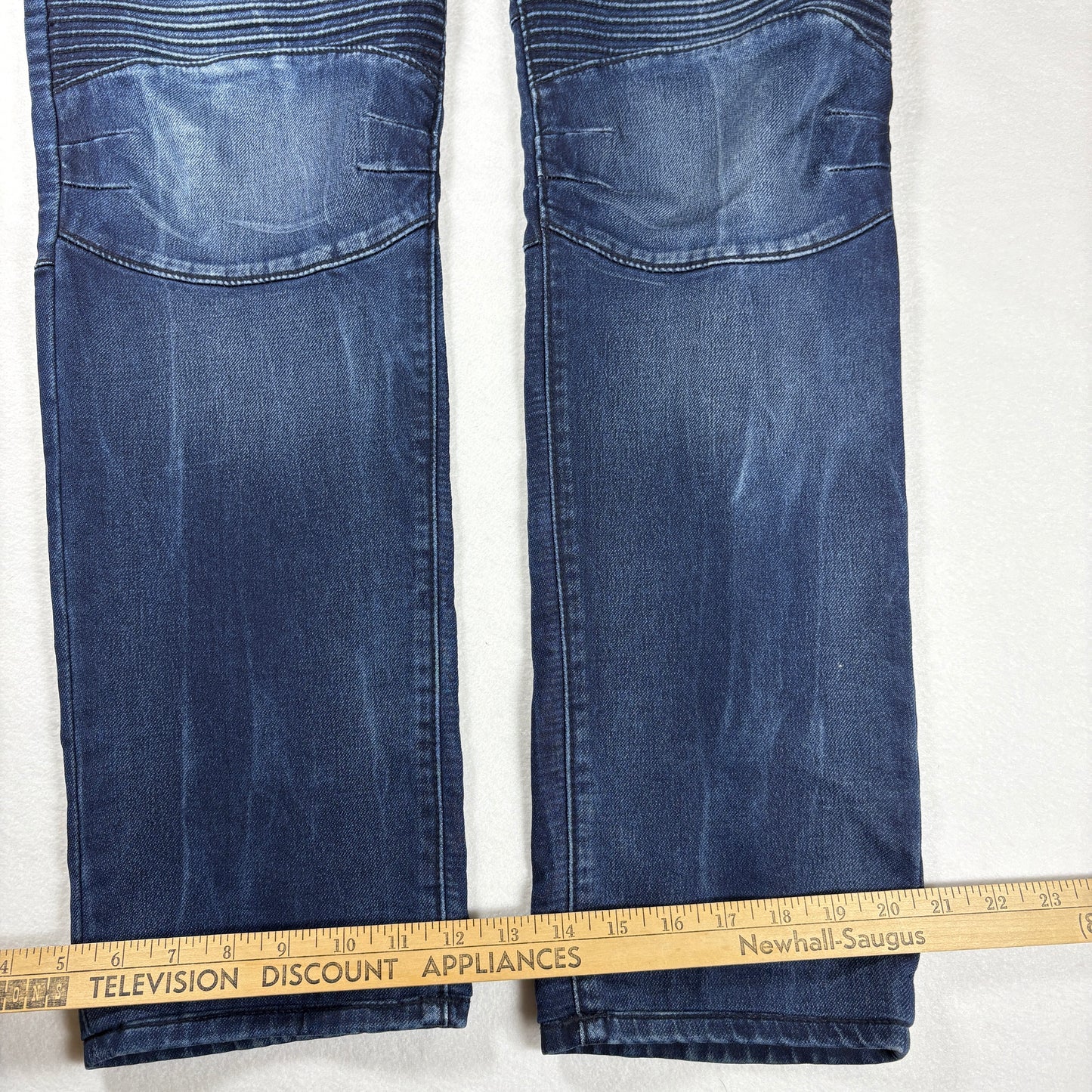True Religion Jeans Mens 33 Rocco Relaxed Skinny Moto Biker Dark Wash Denim