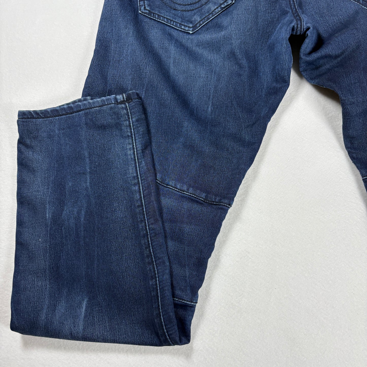True Religion Jeans Mens 33 Rocco Relaxed Skinny Moto Biker Dark Wash Denim