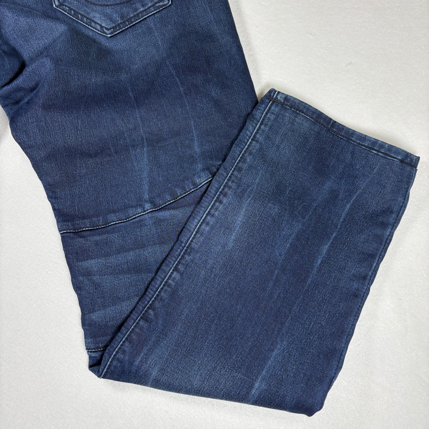 True Religion Jeans Mens 33 Rocco Relaxed Skinny Moto Biker Dark Wash Denim