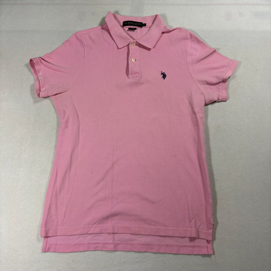 Pink Polo Shirt Mens Small Y2K Prep Classic Cotton Short Sleeve
