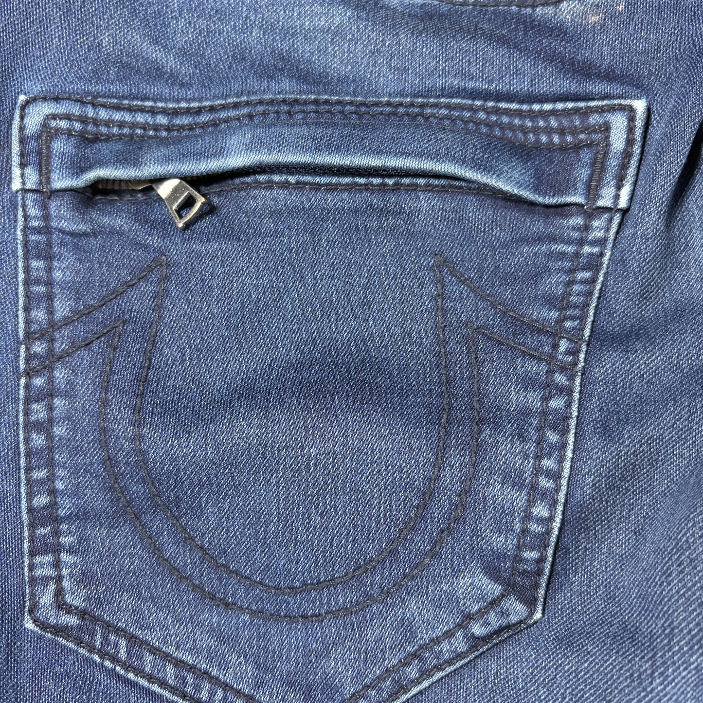 True Religion Jeans Mens 33 Rocco Relaxed Skinny Moto Biker Dark Wash Denim