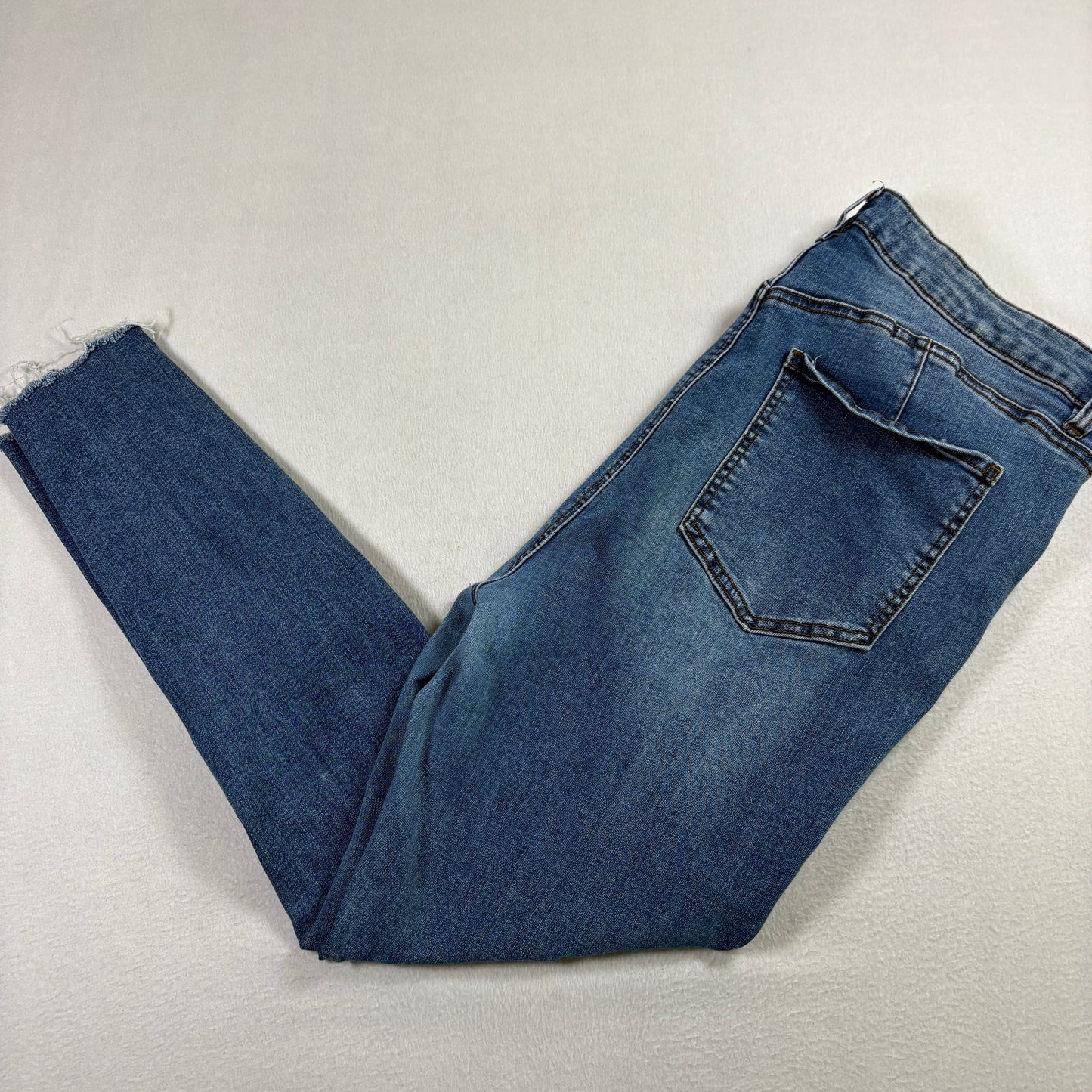 Haute Curve Womens Jeans Plus Size 20 Distressed Blue Denim Y2K Grunge Frayed