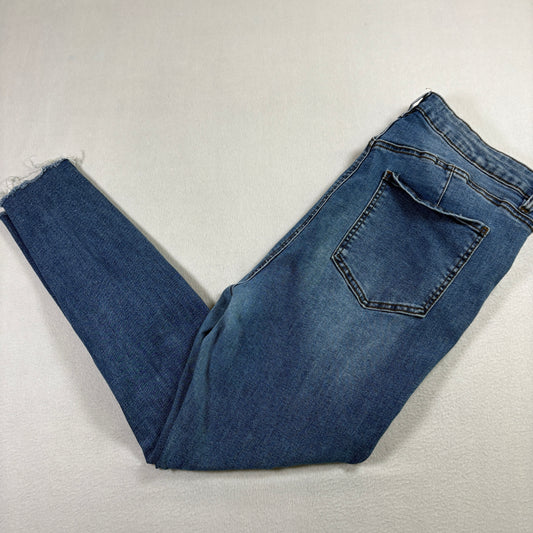 Haute Curve Womens Jeans Plus Size 20 Distressed Blue Denim Y2K Grunge Frayed